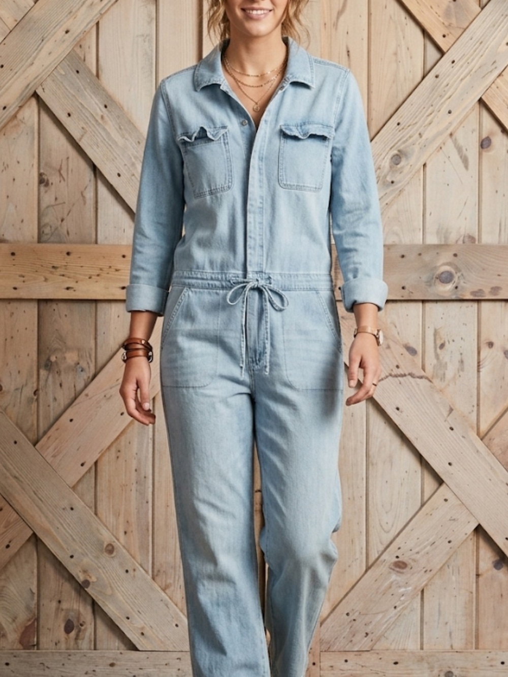 Light Wash Denim Jumpsuit